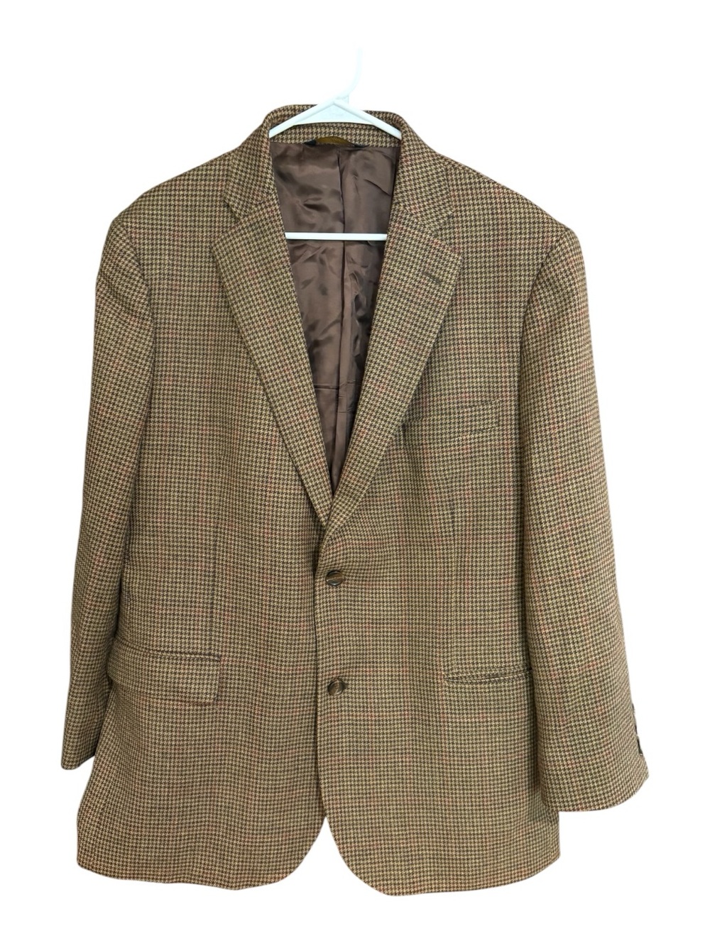 Brooks Brothers Brown Houndstooth 100% Wool Sport Coat Blazer Madison Fit